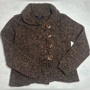 Chadwicks Brown Lambswool Textured Knit Cardigan Sweater Jacket M